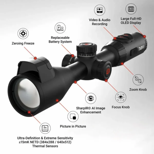 American Technologies Network ATN ThOR 6 Elite Thermal Rifle Scope 2-16x 640x512 Built-in Laser Rangefinder (LRF)