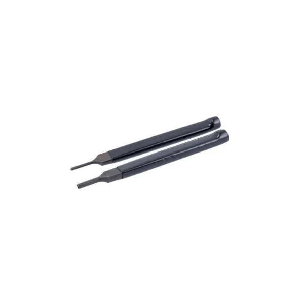 WHEELER AR BOLT CATCH PUNCH KIT two black punches in angled side view with narrow tips