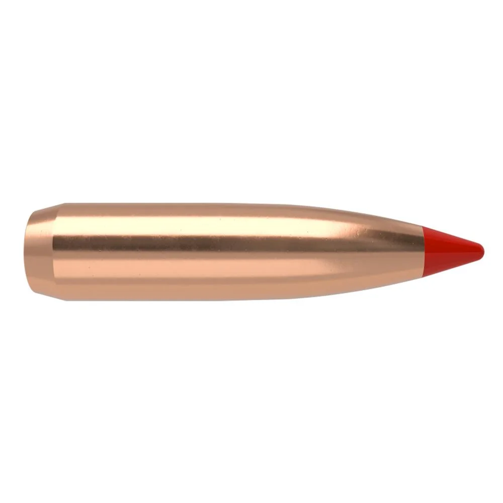 primary-51673 Nosler Ballistic Tip copper-coloured bullet with red polymer tip, left side view