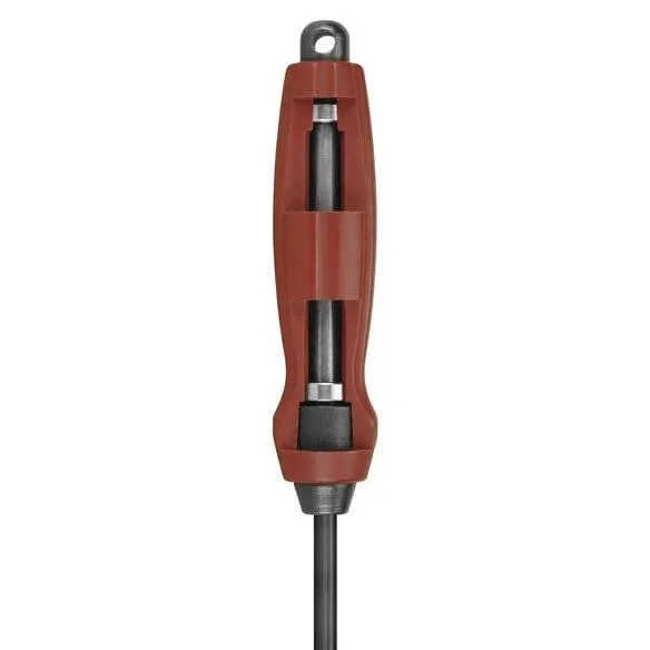 AOB Tipton Deluxe 1-Piece Carbon Fiber Cleaning Rod, red handle and black rod, top view