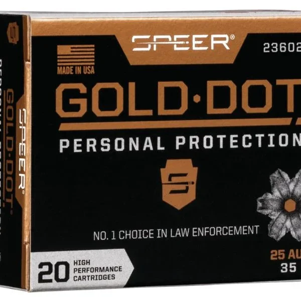 Speer Ammunition SPR GOLD DOT 25ACP 35GR HP 20/200