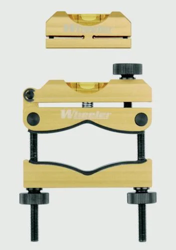 AOB Wheeler Engineering Professional Reticle Leveling System, gold components with bubble levels