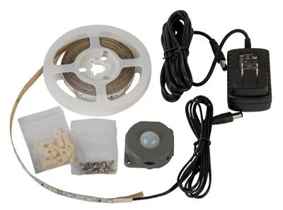 AOB Lockdown LED Vault Tape Lighting, coiled light strip with adapters, cords and hardware