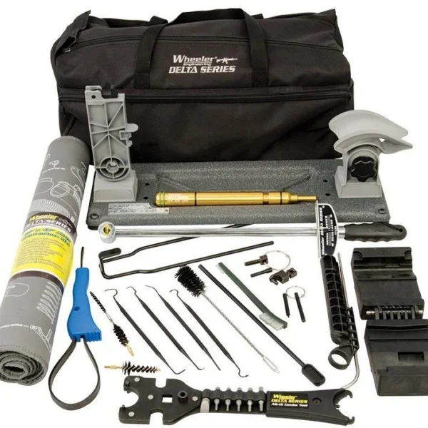 AOB Wheeler Delta Series AR Armorer's Professional Kit, tools arranged in front of black bag