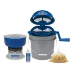 AOB Frankford Arsenal Quick-N-EZ Case Tumbler Kit with blue tumbler, separator, bucket and media