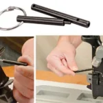 WHEELER AR PIVOT/ROLL PIN INSTALL black pin tools with key ring and two inset views showing use