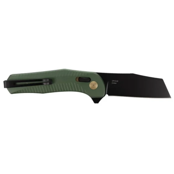 SOG Knives Diverge XR Folding Knife, right-side view with green handle and black blade open