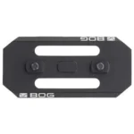 AOB BOG M-LOK Rail Arca Swiss Tripod Plate, black top view with two long slots and screws
