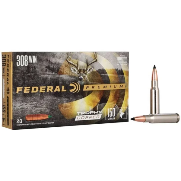 Federal Cartridge Co. Federal Premium Trophy Copper Rifle Ammunition .308 Win 150 gr TC 2820 fps 20/ct
