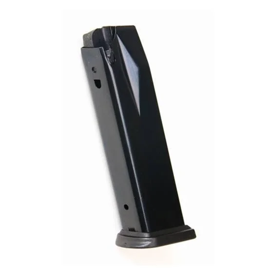 primary-51805 ProMag Springfield XD9 Magazine angled side view in blued steel with black base plate