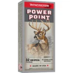 Winchester Ammunition WIN SPRX PWR PNT, front view of grey and red box with deer artwork