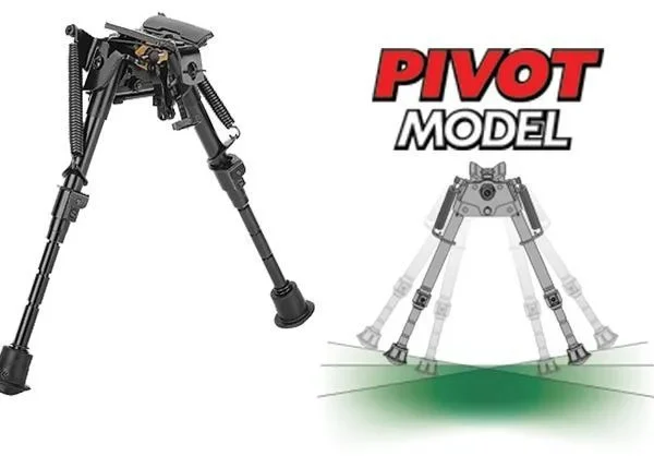 AOB Battenfeld Technologies Caldwell Pivot Model XLA black bipod shown extended and pivoting
