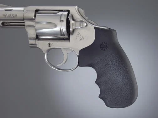 Hogue Colt Detective Special Diamondback Rubber Monogrip, black finger-groove grip on revolver