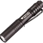 Streamlight MicroStream Pen Light, black angled view with pocket clip and white LED
