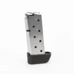 Kimber Micro 9 Stainless Steel Extended Magazine, silver magazine with black extended base
