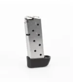 Kimber Micro 9 Stainless Steel Extended Magazine, silver magazine with black extended base