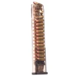 Elite Tactical Systems (ETS) Handgun Magazine, translucent smoke front view with visible cartridges