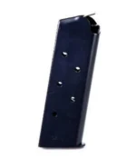 Kimber 1911 Magazine black compact magazine, angled side view with witness holes