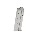 Kimber Full Length 1911 Handgun Magazine, stainless angled side view with witness holes