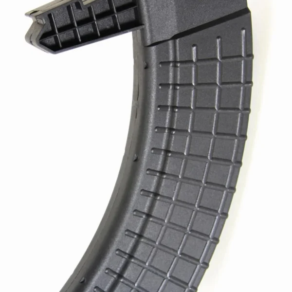 ProMag SKS Rifle Magazine, black polymer curved side view with textured body