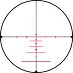 Konus Absolute Rifle Scope 5-40x56, red illuminated ballistic reticle on black background