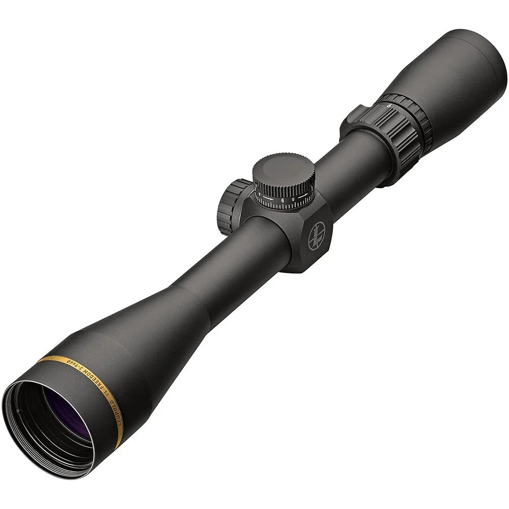 primary-51907 Leupold VX-Freedom 3-9x40 CDS Duplex, angled side view of black scope with capped turrets