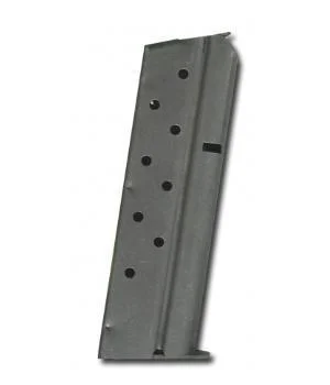 Kimber Magazine 1911 Handgun Magazine, angled view of stainless magazine with witness holes