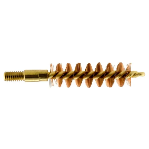 Pro-Shot Benchrest pistol bore brush, side view of bronze bristles, brass core and threaded end