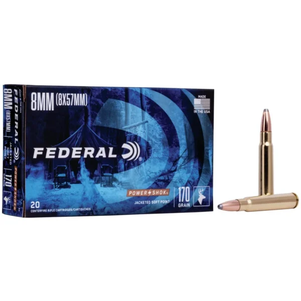 Federal Cartridge Co. Federal Power-Shok Rifle Ammunition 8x57mm 170 gr SP 2250 fps - 20/ct