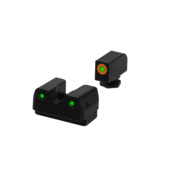 Rival Arms Tritium Night Sights Orange, black front and rear sights with green dots and orange ring
