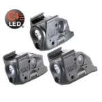 Streamlight TLR-6 rail mount, three black weapon lights in angled views with C4 LED badge