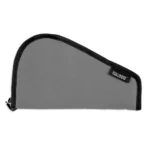 Bulldog PSTL Rug Small Gray Without Handle, gray side view with black trim, zipper and logo tag