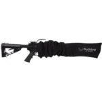 Bulldog Tac Sock black rifle cover shown fitted over a firearm with stock and grip visible