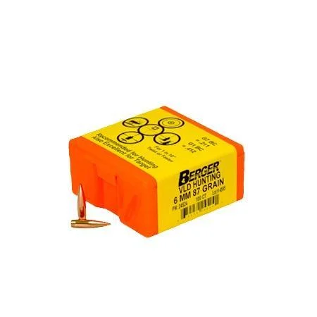primary-52137 Berger Bullets Berger Match Grade Hunting Bullets 6mm .243" 87 gr VLD Hunter 100/rd