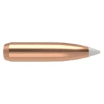 Nosler 7MM 140GR AccuBond, side view of copper-colored projectile with white pointed tip