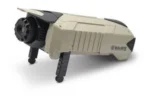 GSM SME Bullseye Sight In Range Camera, tan and black angled front view with folding legs