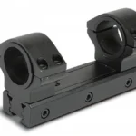 Konus Universal Attachment Dual Mount, matte black angled view with two scope rings