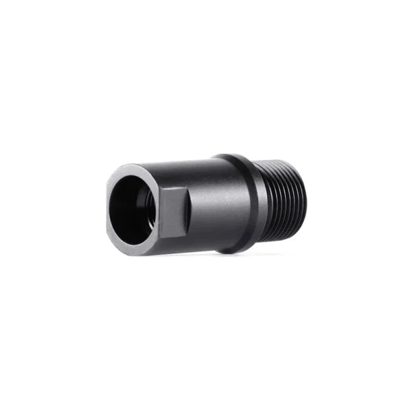 Dead Air Thread Adapter GSG 1911, angled view of black cylindrical adapter with threaded end