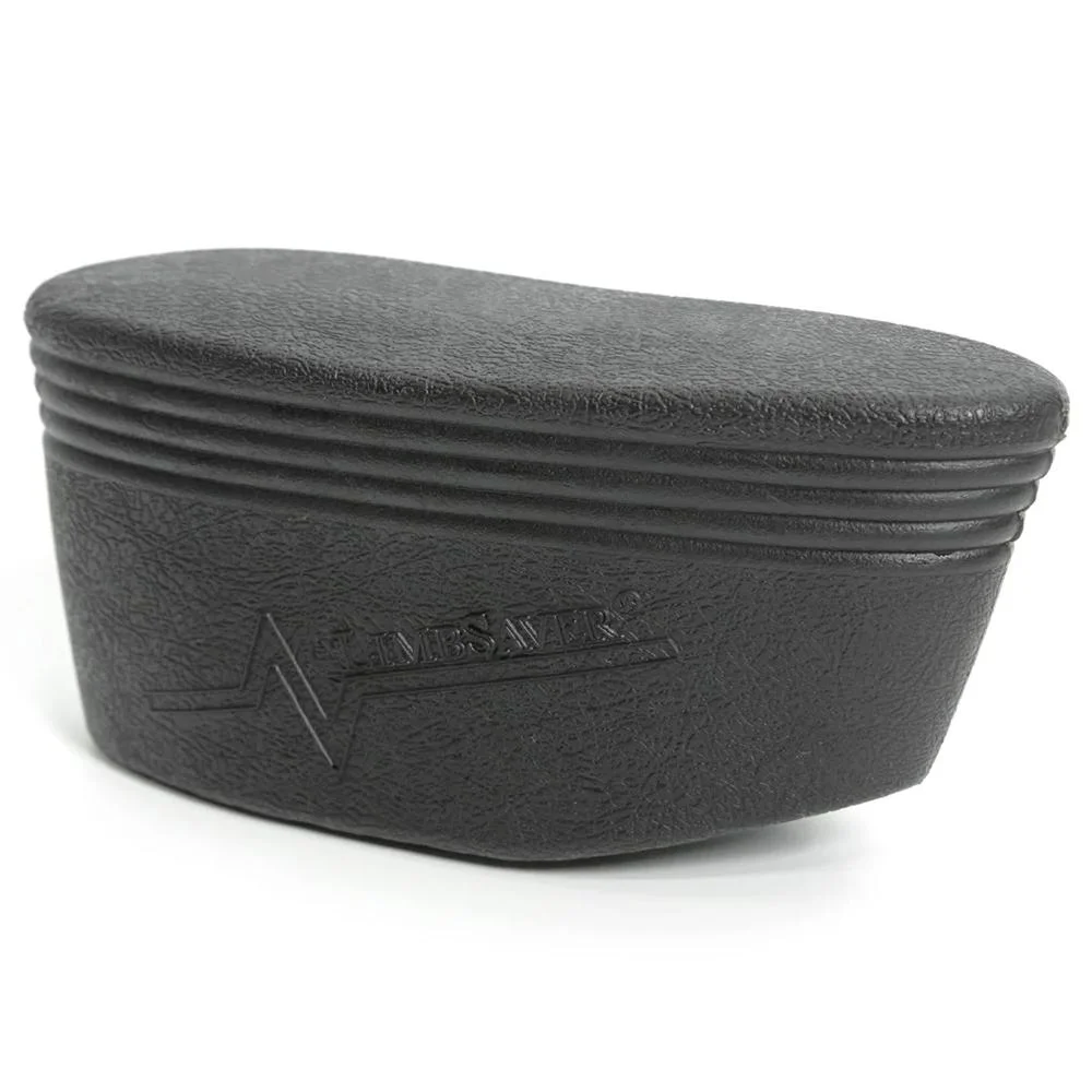 primary-52195 Limbsaver Slip-On Recoil Pad Large black rubber pad in angled side view with ribbed body