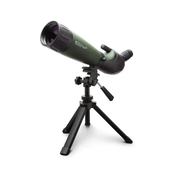 Konus Konuspot-80 Zoom Spotting Scope, green angled scope on black tabletop tripod