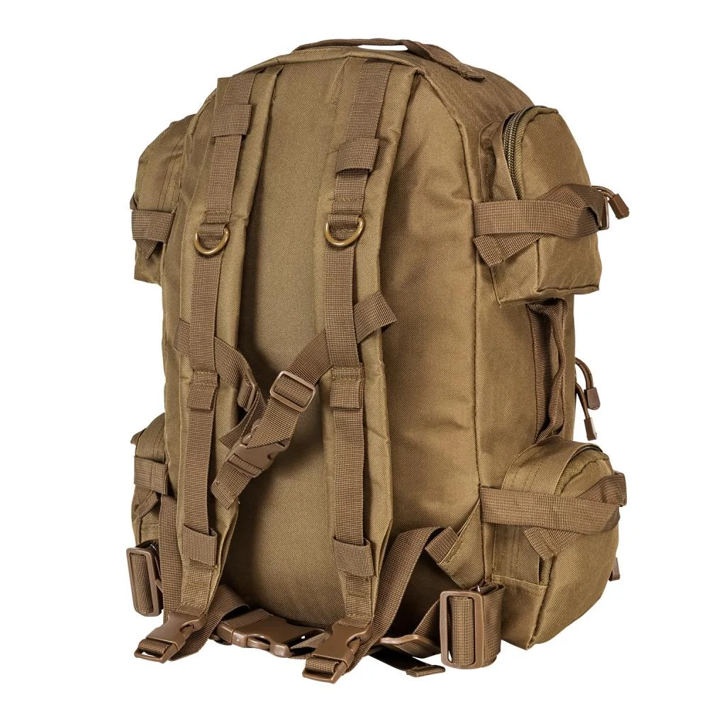 primary-52221 NcStar VISM Tactical Backpack, tan rear view with padded shoulder straps and multiple pockets