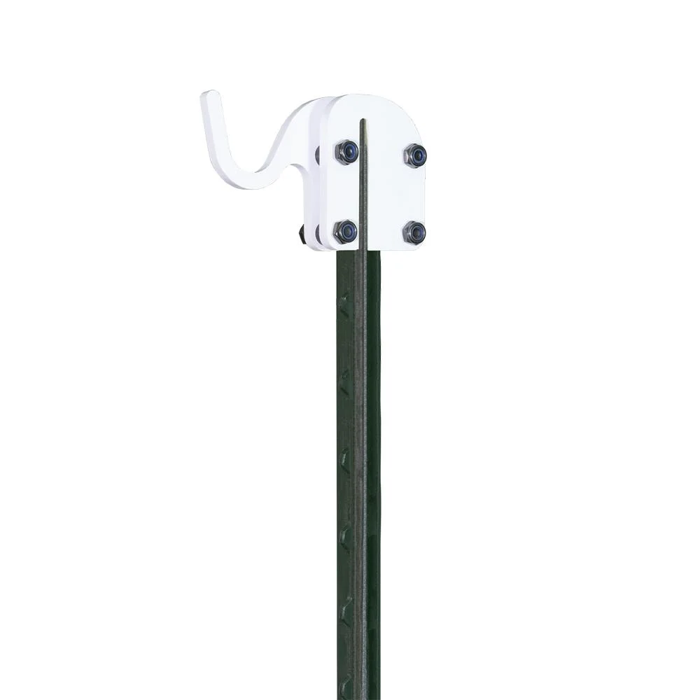 primary-52233 Birchwood Casey T-Post Target Hook, white hook mounted on a green post
