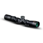 KonusPro Rifle Scope 2-7x32mm, matte black angled side view with adjustment turrets