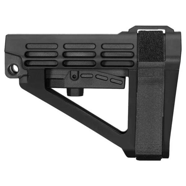 SB Tactical SBA4 adjustable brace, black right-side view with strap and triangular support