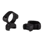Konus 2-Piece Steel Riflescope Rings, two matte black rings in front and side views