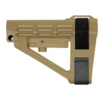 SB Tactical SBA4 5-Postion Adjustable Brace for AR-15 FDE right-side view with black straps