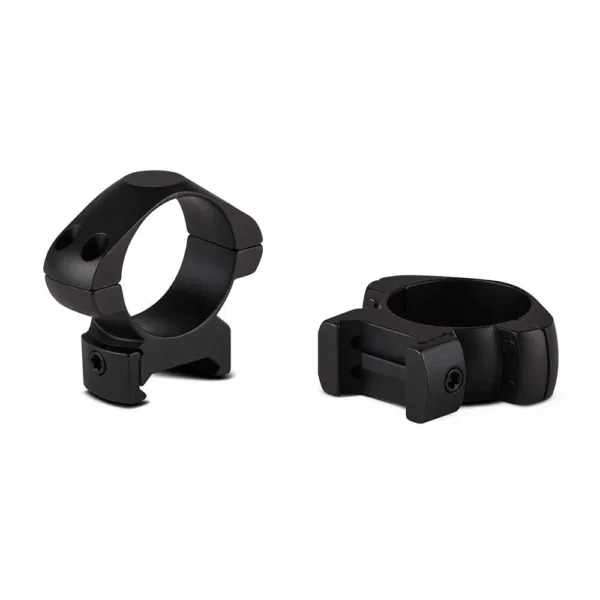 Konus 2-Piece Steel Riflescope Rings, matte black pair shown from front and side