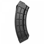 Century Arms US Palm AK30R black curved rifle magazine, front view with textured panels