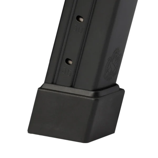 Springfield XD-M/XD-M Elite Extended Magazine, black close-up with enlarged baseplate