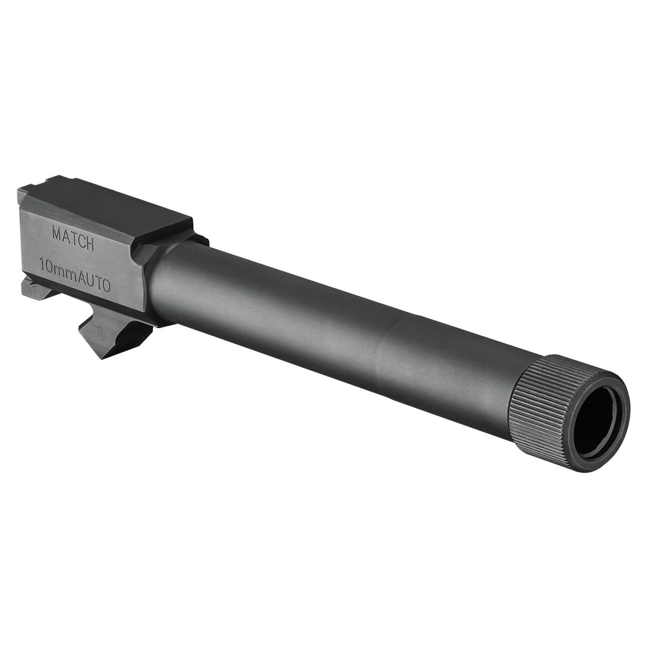 primary-52294 Springfield XD-M black threaded barrel, angled side view with thread protector